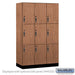 Salsbury 15" Wide Premier Wood Locker - Triple Tier - 3 Wide - 6 Feet High - 21" Deep - Red Oak - Hasps - Sweatfully