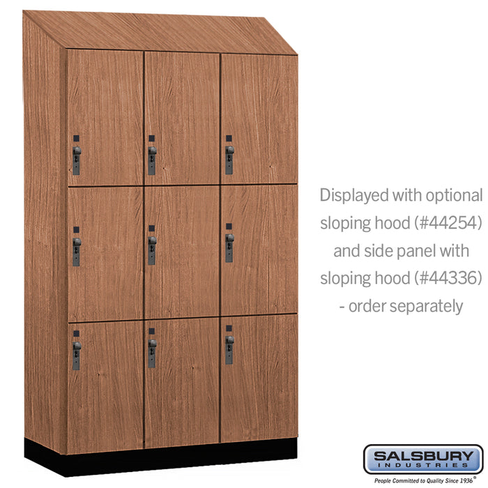 Salsbury 15" Wide Premier Wood Locker - Triple Tier - 3 Wide - 6 Feet High - 21" Deep - Red Oak - Hasps - Sweatfully