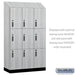 Salsbury 15" Wide Premier Wood Locker - Triple Tier - 3 Wide - 6 Feet High - 21" Deep - Silver Teak - Electronic Locks - Sweatfully