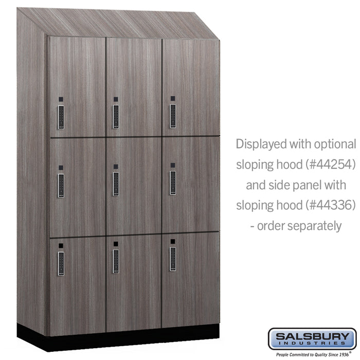 Salsbury 15" Wide Premier Wood Locker - Triple Tier - 3 Wide - 6 Feet High - 21" Deep - Skyline Walnut - Electronic Locks - Sweatfully