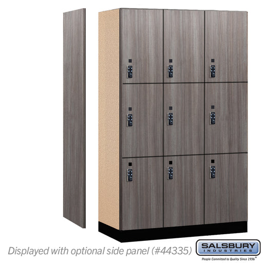 Salsbury 15" Wide Premier Wood Locker - Triple Tier - 3 Wide - 6 Feet High - 21" Deep - Skyline Walnut - Resettable Combination Locks - Sweatfully