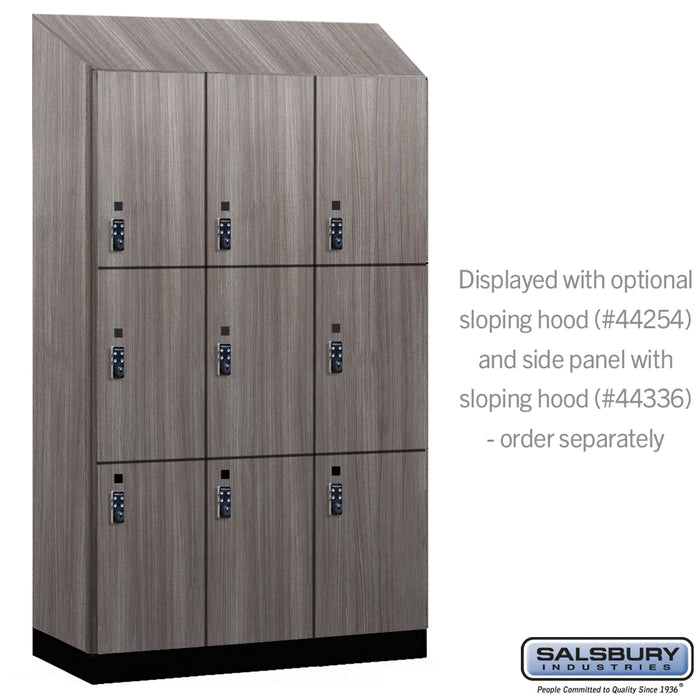 Salsbury 15" Wide Premier Wood Locker - Triple Tier - 3 Wide - 6 Feet High - 21" Deep - Skyline Walnut - Resettable Combination Locks - Sweatfully