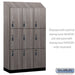 Salsbury 15" Wide Premier Wood Locker - Triple Tier - 3 Wide - 6 Feet High - 21" Deep - Skyline Walnut - Resettable Combination Locks - Sweatfully
