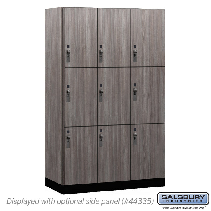 Salsbury 15" Wide Premier Wood Locker - Triple Tier - 3 Wide - 6 Feet High - 21" Deep - Skyline Walnut - Hasps - Sweatfully