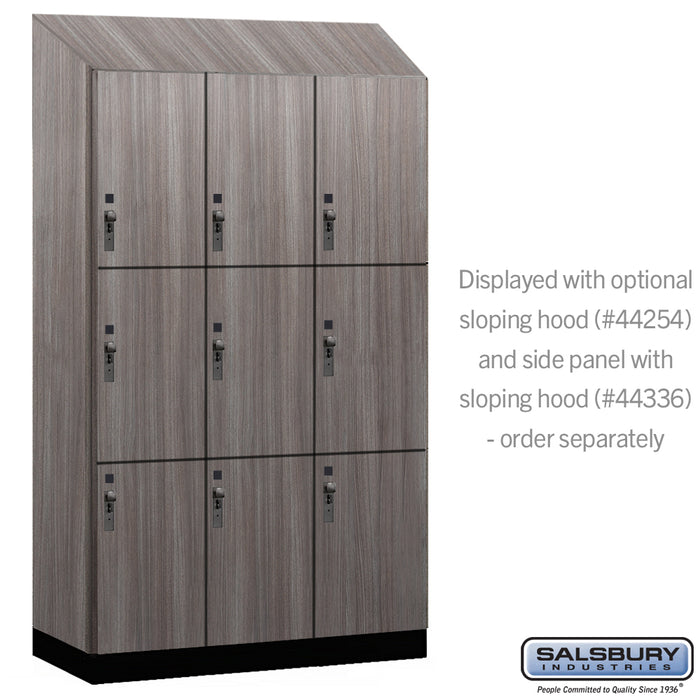 Salsbury 15" Wide Premier Wood Locker - Triple Tier - 3 Wide - 6 Feet High - 21" Deep - Skyline Walnut - Hasps - Sweatfully