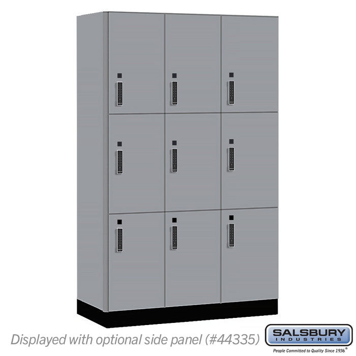 Salsbury 15" Wide Premier Wood Locker - Triple Tier - 3 Wide - 6 Feet High - 21" Deep - Winter Fog - Electronic Locks - Sweatfully