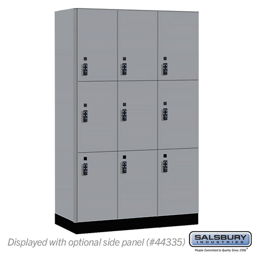 Salsbury 15" Wide Premier Wood Locker - Triple Tier - 3 Wide - 6 Feet High - 21" Deep - Winter Fog - Resettable Combination Locks - Sweatfully
