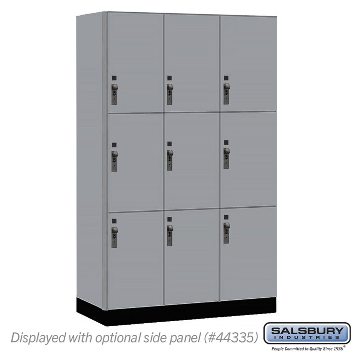 Salsbury 15" Wide Premier Wood Locker - Triple Tier - 3 Wide - 6 Feet High - 21" Deep - Winter Fog - Hasps - Sweatfully