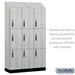 Salsbury 15" Wide Premier Wood Locker - Triple Tier - 3 Wide - 6 Feet High - 18" Deep - Silver Teak - Electronic Locks - Sweatfully