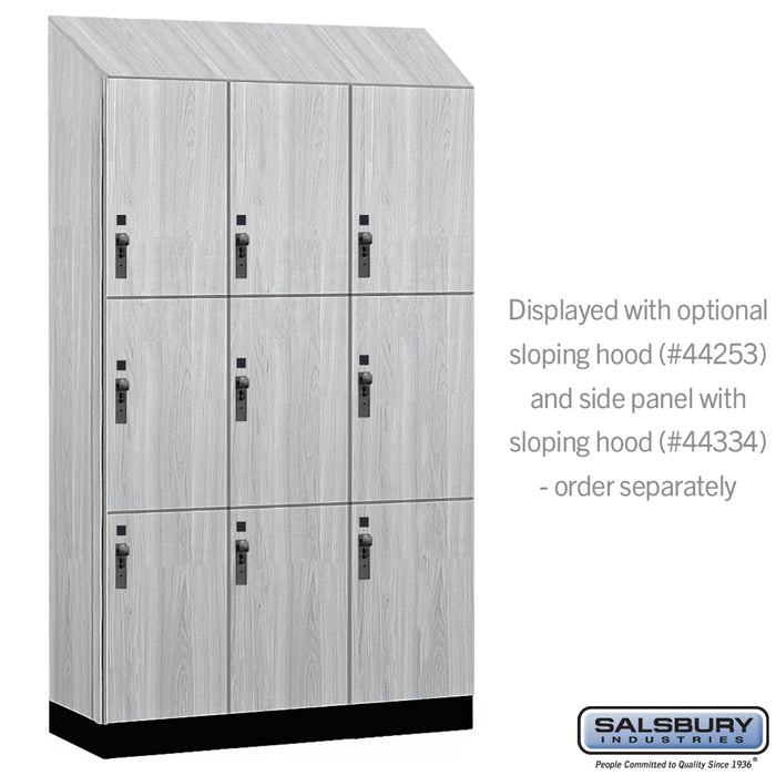 Salsbury 15" Wide Premier Wood Locker - Triple Tier - 3 Wide - 6 Feet High - 18" Deep - Silver Teak - Hasps - Sweatfully