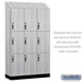 Salsbury 15" Wide Premier Wood Locker - Triple Tier - 3 Wide - 6 Feet High - 18" Deep - Silver Teak - Hasps - Sweatfully