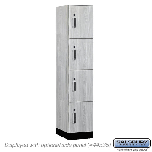 Salsbury 15" Wide Premier Wood Locker - Four Tier - 1 Wide - 6 Feet High - 21" Deep - Silver Teak - Electronic Locks - Sweatfully