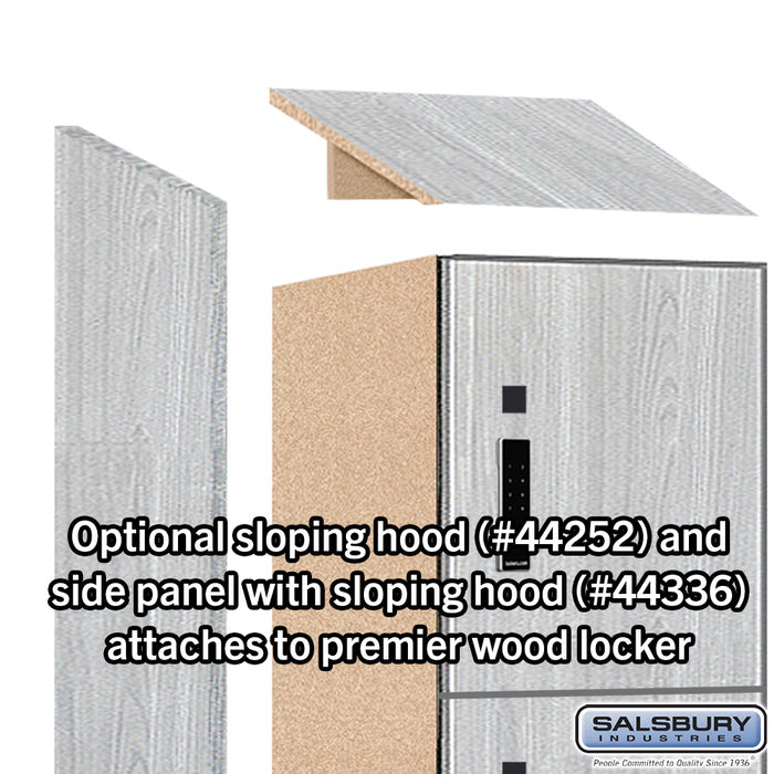 Salsbury 15" Wide Premier Wood Locker - Four Tier - 1 Wide - 6 Feet High - 21" Deep - Silver Teak - Electronic Locks - Sweatfully