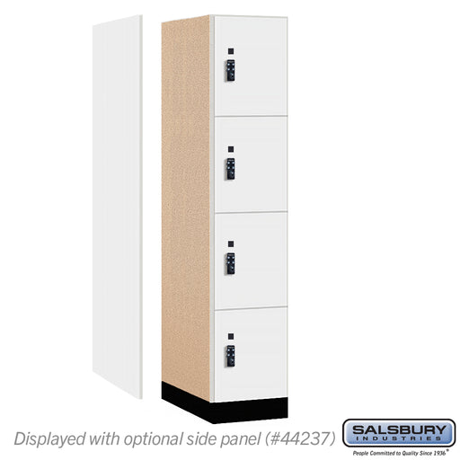 Salsbury 15" Wide Premier Wood Locker - Four Tier - 1 Wide - 6 Feet High - 24" Deep - Arctic White - Resettable Combination Locks - Sweatfully