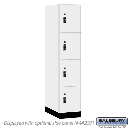 Salsbury 15" Wide Premier Wood Locker - Four Tier - 1 Wide - 6 Feet High - 24" Deep - Arctic White - Resettable Combination Locks - Sweatfully