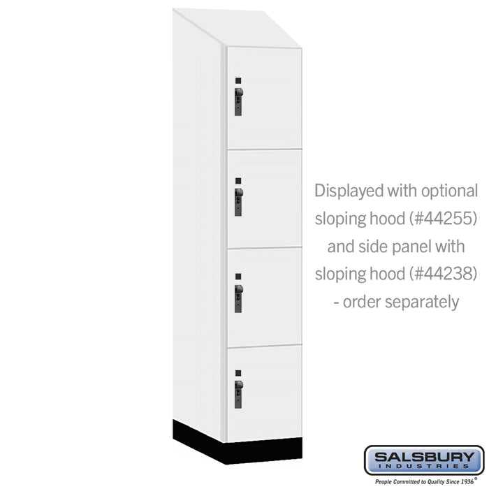 Salsbury 15" Wide Premier Wood Locker - Four Tier - 1 Wide - 6 Feet High - 24" Deep - Arctic White - Hasps - Sweatfully