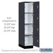 Salsbury 15" Wide Premier Wood Locker - Four Tier - 1 Wide - 6 Feet High - 24" Deep - Carbon Mesh - Resettable Combination Locks - Sweatfully
