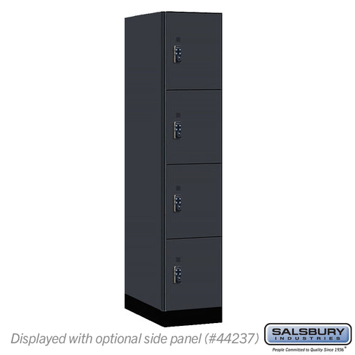 Salsbury 15" Wide Premier Wood Locker - Four Tier - 1 Wide - 6 Feet High - 24" Deep - Carbon Mesh - Resettable Combination Locks - Sweatfully