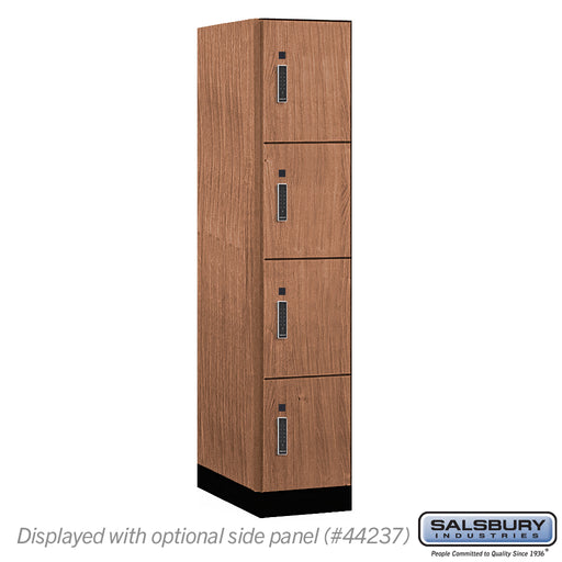 Salsbury 15" Wide Premier Wood Locker - Four Tier - 1 Wide - 6 Feet High - 24" Deep - Red Oak - Electronic Locks - Sweatfully