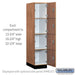 Salsbury 15" Wide Premier Wood Locker - Four Tier - 1 Wide - 6 Feet High - 24" Deep - Red Oak - Resettable Combination Locks - Sweatfully