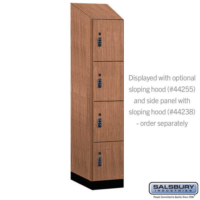Salsbury 15" Wide Premier Wood Locker - Four Tier - 1 Wide - 6 Feet High - 24" Deep - Red Oak - Resettable Combination Locks - Sweatfully