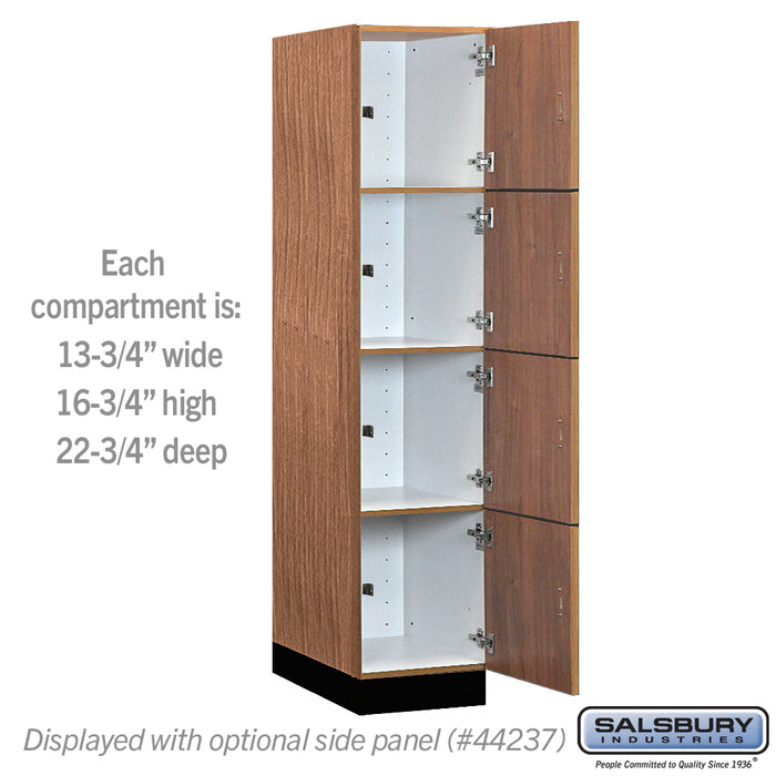 Salsbury 15" Wide Premier Wood Locker - Four Tier - 1 Wide - 6 Feet High - 24" Deep - Red Oak - Hasps - Sweatfully