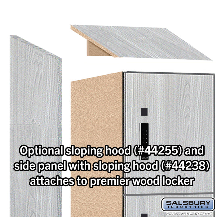 Salsbury 15" Wide Premier Wood Locker - Four Tier - 1 Wide - 6 Feet High - 24" Deep - Silver Teak - Electronic Locks - Sweatfully