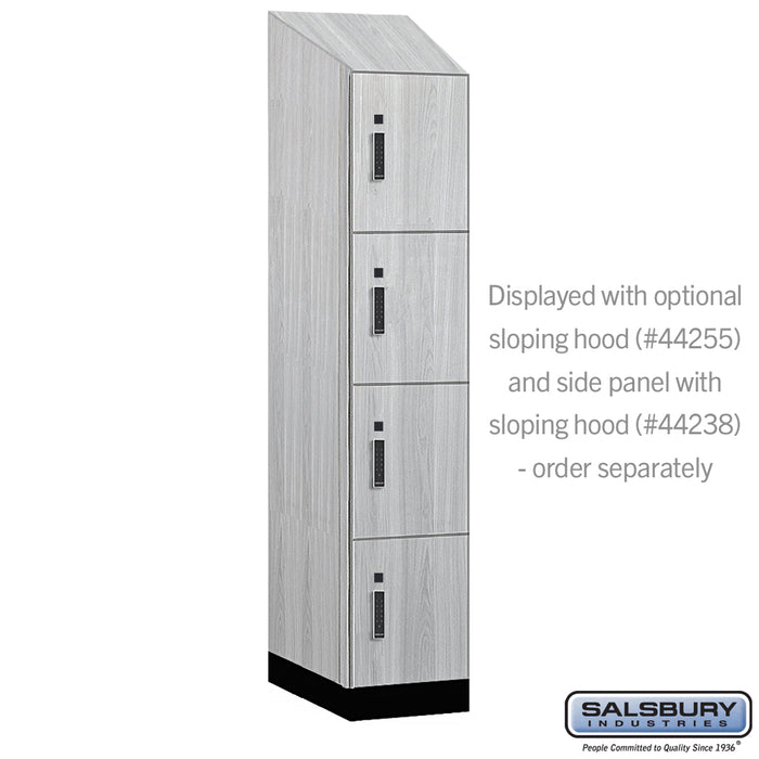 Salsbury 15" Wide Premier Wood Locker - Four Tier - 1 Wide - 6 Feet High - 24" Deep - Silver Teak - Electronic Locks - Sweatfully