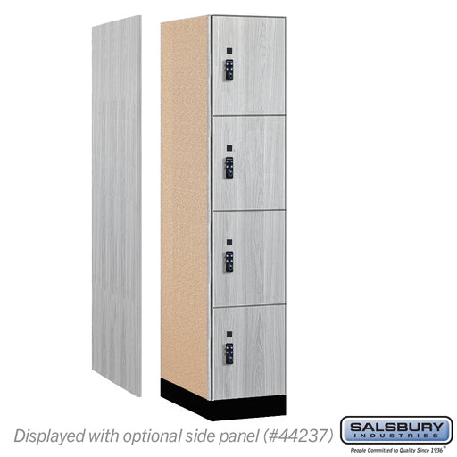 Salsbury 15" Wide Premier Wood Locker - Four Tier - 1 Wide - 6 Feet High - 24" Deep - Silver Teak - Resettable Combination Locks - Sweatfully