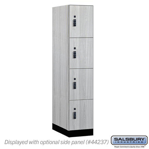 Salsbury 15" Wide Premier Wood Locker - Four Tier - 1 Wide - 6 Feet High - 24" Deep - Silver Teak - Resettable Combination Locks - Sweatfully