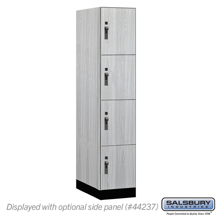 Salsbury 15" Wide Premier Wood Locker - Four Tier - 1 Wide - 6 Feet High - 24" Deep - Silver Teak - Hasps - Sweatfully