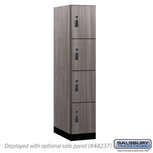 Salsbury 15" Wide Premier Wood Locker - Four Tier - 1 Wide - 6 Feet High - 24" Deep - Skyline Walnut - Resettable Combination Locks - Sweatfully