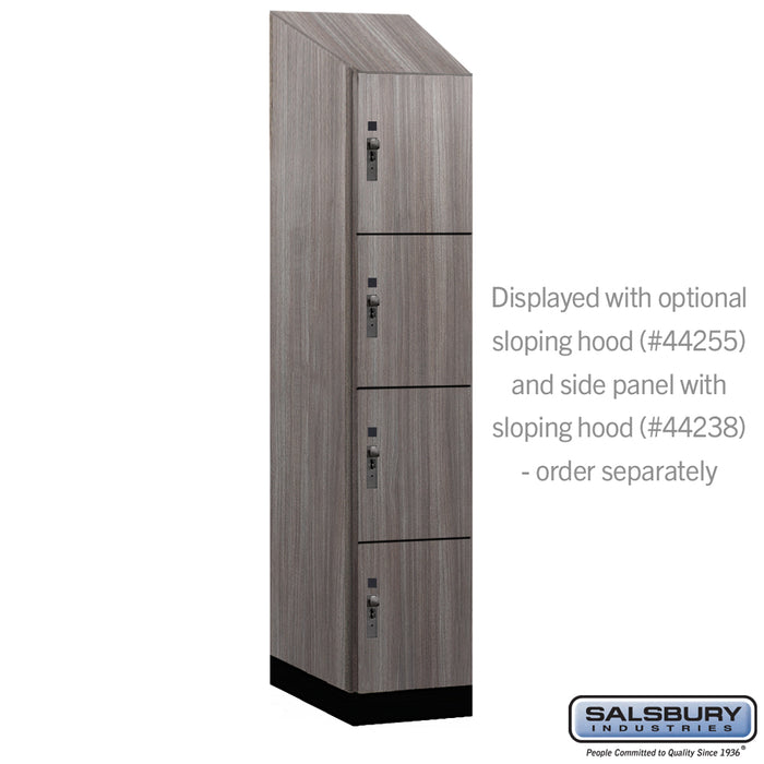 Salsbury 15" Wide Premier Wood Locker - Four Tier - 1 Wide - 6 Feet High - 24" Deep - Skyline Walnut - Hasps - Sweatfully