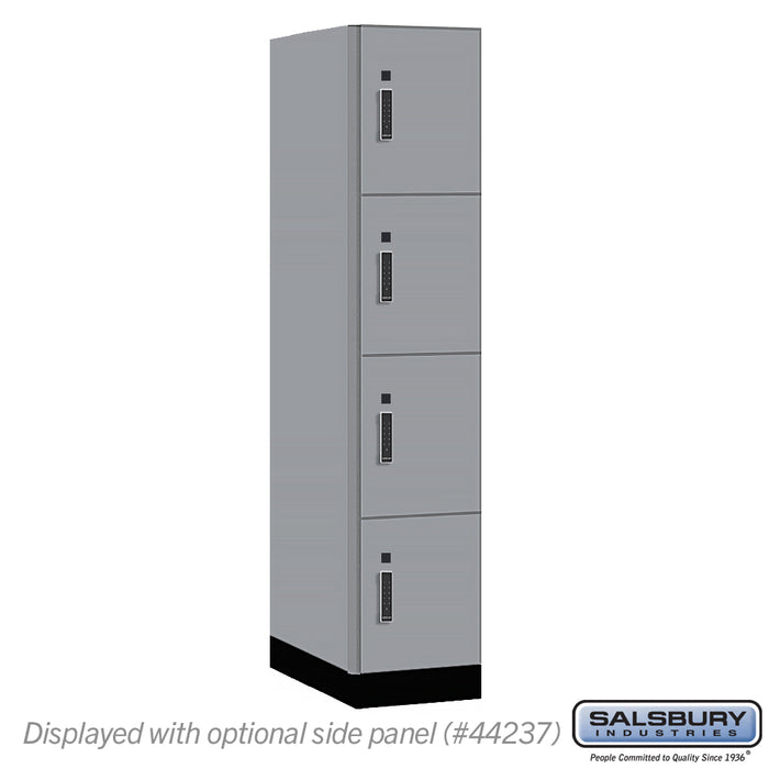 Salsbury 15" Wide Premier Wood Locker - Four Tier - 1 Wide - 6 Feet High - 24" Deep - Winter Fog - Electronic Locks - Sweatfully