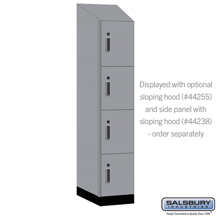 Salsbury 15" Wide Premier Wood Locker - Four Tier - 1 Wide - 6 Feet High - 24" Deep - Winter Fog - Electronic Locks - Sweatfully