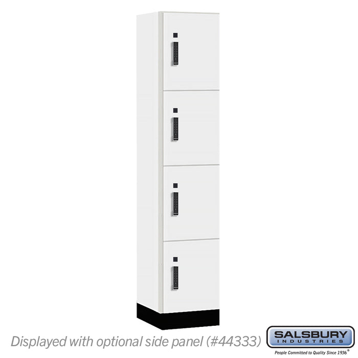 Salsbury 15" Wide Premier Wood Locker - Four Tier - 1 Wide - 6 Feet High - 18" Deep - Arctic White - Electronic Locks - Sweatfully
