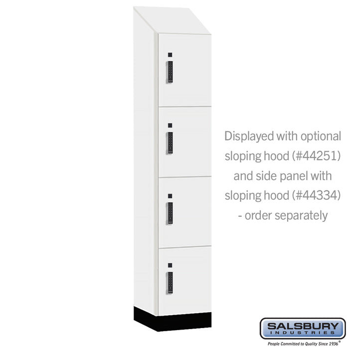 Salsbury 15" Wide Premier Wood Locker - Four Tier - 1 Wide - 6 Feet High - 18" Deep - Arctic White - Electronic Locks - Sweatfully