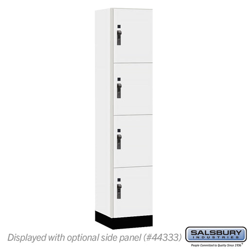Salsbury 15" Wide Premier Wood Locker - Four Tier - 1 Wide - 6 Feet High - 18" Deep - Arctic White - Hasps - Sweatfully