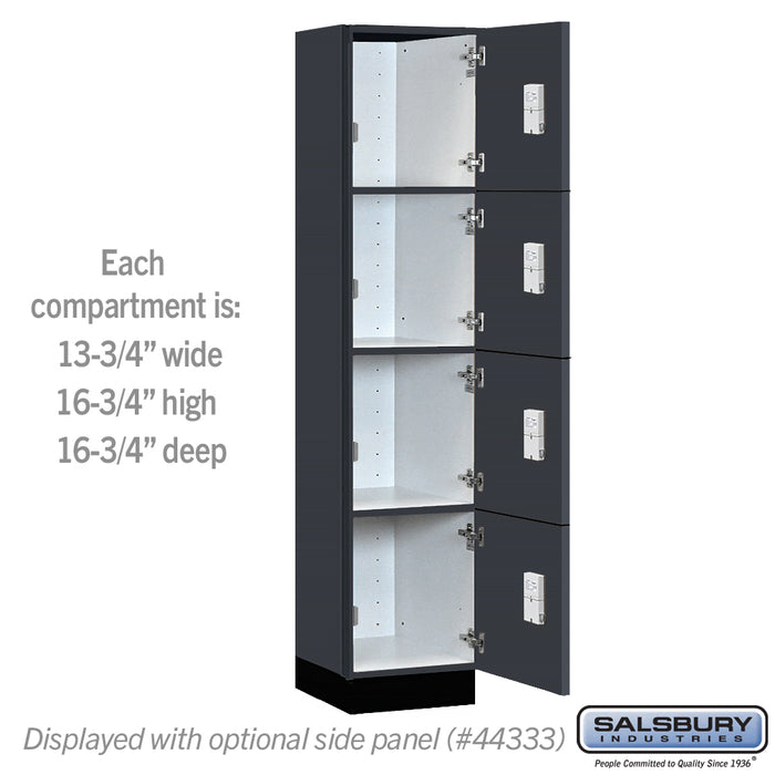 Salsbury 15" Wide Premier Wood Locker - Four Tier - 1 Wide - 6 Feet High - 18" Deep - Carbon Mesh - Electronic Locks - Sweatfully