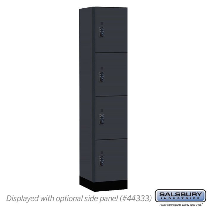 Salsbury 15" Wide Premier Wood Locker - Four Tier - 1 Wide - 6 Feet High - 18" Deep - Carbon Mesh - Resettable Combination Locks - Sweatfully