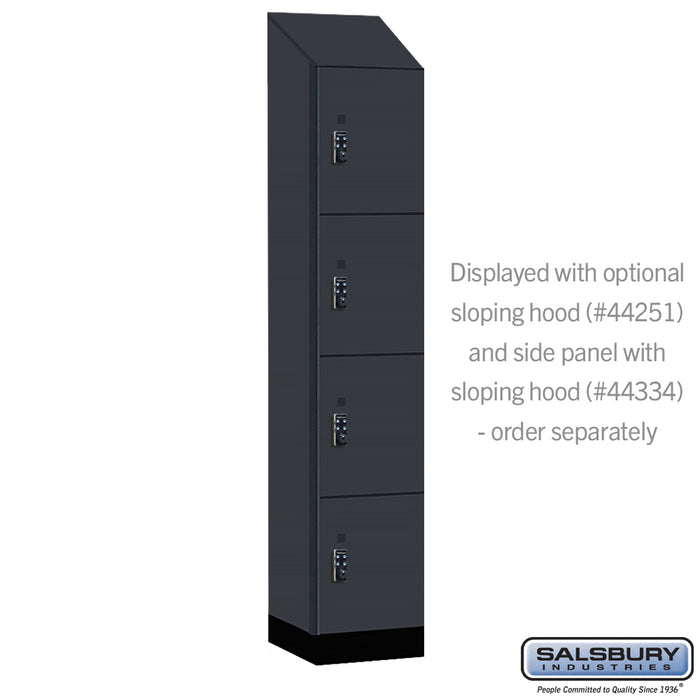 Salsbury 15" Wide Premier Wood Locker - Four Tier - 1 Wide - 6 Feet High - 18" Deep - Carbon Mesh - Resettable Combination Locks - Sweatfully