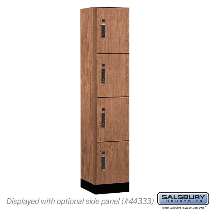 Salsbury 15" Wide Premier Wood Locker - Four Tier - 1 Wide - 6 Feet High - 18" Deep - Red Oak - Electronic Locks - Sweatfully