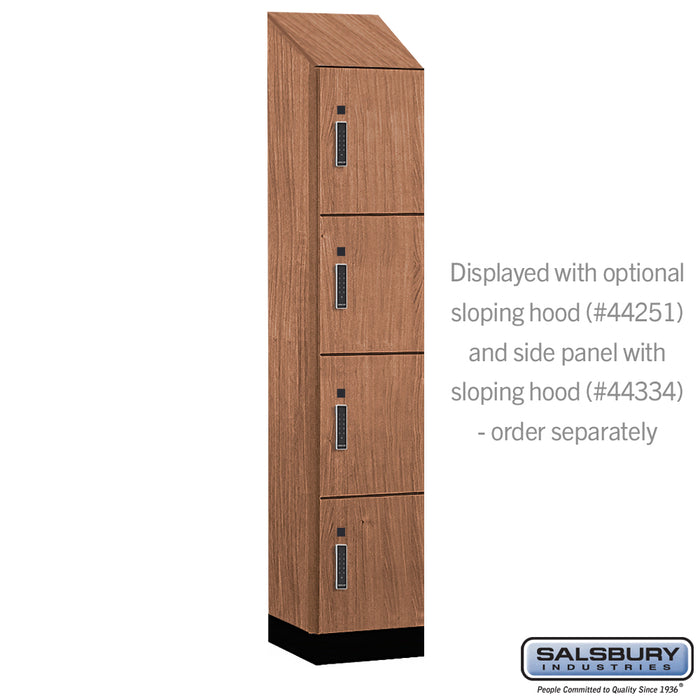 Salsbury 15" Wide Premier Wood Locker - Four Tier - 1 Wide - 6 Feet High - 18" Deep - Red Oak - Electronic Locks - Sweatfully
