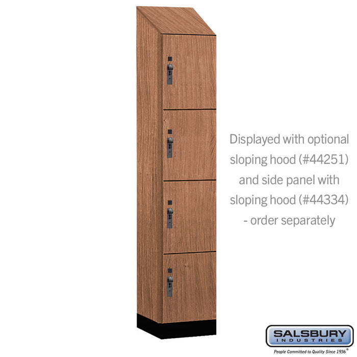 Salsbury 15" Wide Premier Wood Locker - Four Tier - 1 Wide - 6 Feet High - 18" Deep - Red Oak - Hasps - Sweatfully