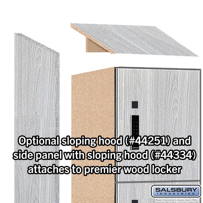 Salsbury 15" Wide Premier Wood Locker - Four Tier - 1 Wide - 6 Feet High - 18" Deep - Silver Teak - Electronic Locks - Sweatfully