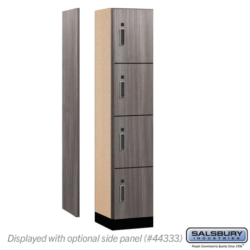 Salsbury 15" Wide Premier Wood Locker - Four Tier - 1 Wide - 6 Feet High - 18" Deep - Skyline Walnut - Electronic Locks - Sweatfully