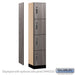 Salsbury 15" Wide Premier Wood Locker - Four Tier - 1 Wide - 6 Feet High - 18" Deep - Skyline Walnut - Electronic Locks - Sweatfully