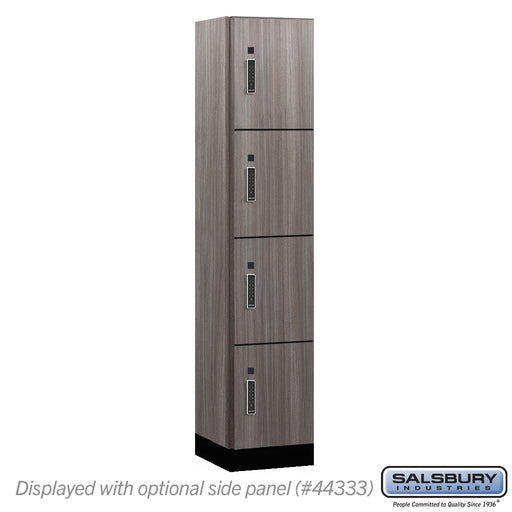 Salsbury 15" Wide Premier Wood Locker - Four Tier - 1 Wide - 6 Feet High - 18" Deep - Skyline Walnut - Electronic Locks - Sweatfully