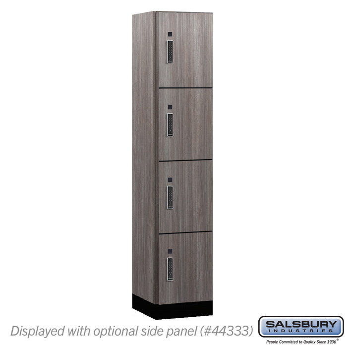 Salsbury 15" Wide Premier Wood Locker - Four Tier - 1 Wide - 6 Feet High - 18" Deep - Skyline Walnut - Electronic Locks - Sweatfully