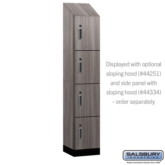 Salsbury 15" Wide Premier Wood Locker - Four Tier - 1 Wide - 6 Feet High - 18" Deep - Skyline Walnut - Electronic Locks - Sweatfully